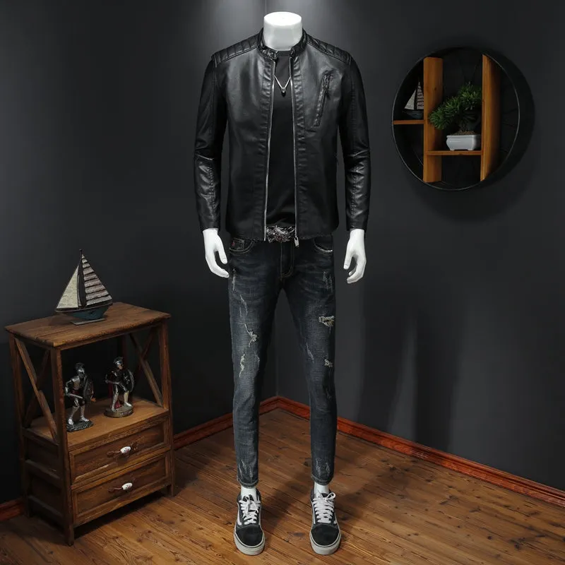 PHO Men's Light Weight Faux Leather Jacket