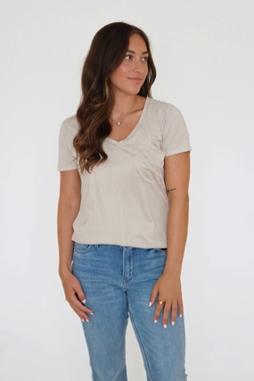 Phoenix V-Neck Tee - Birch Anti Odor Treatment Soft Brushed Finish