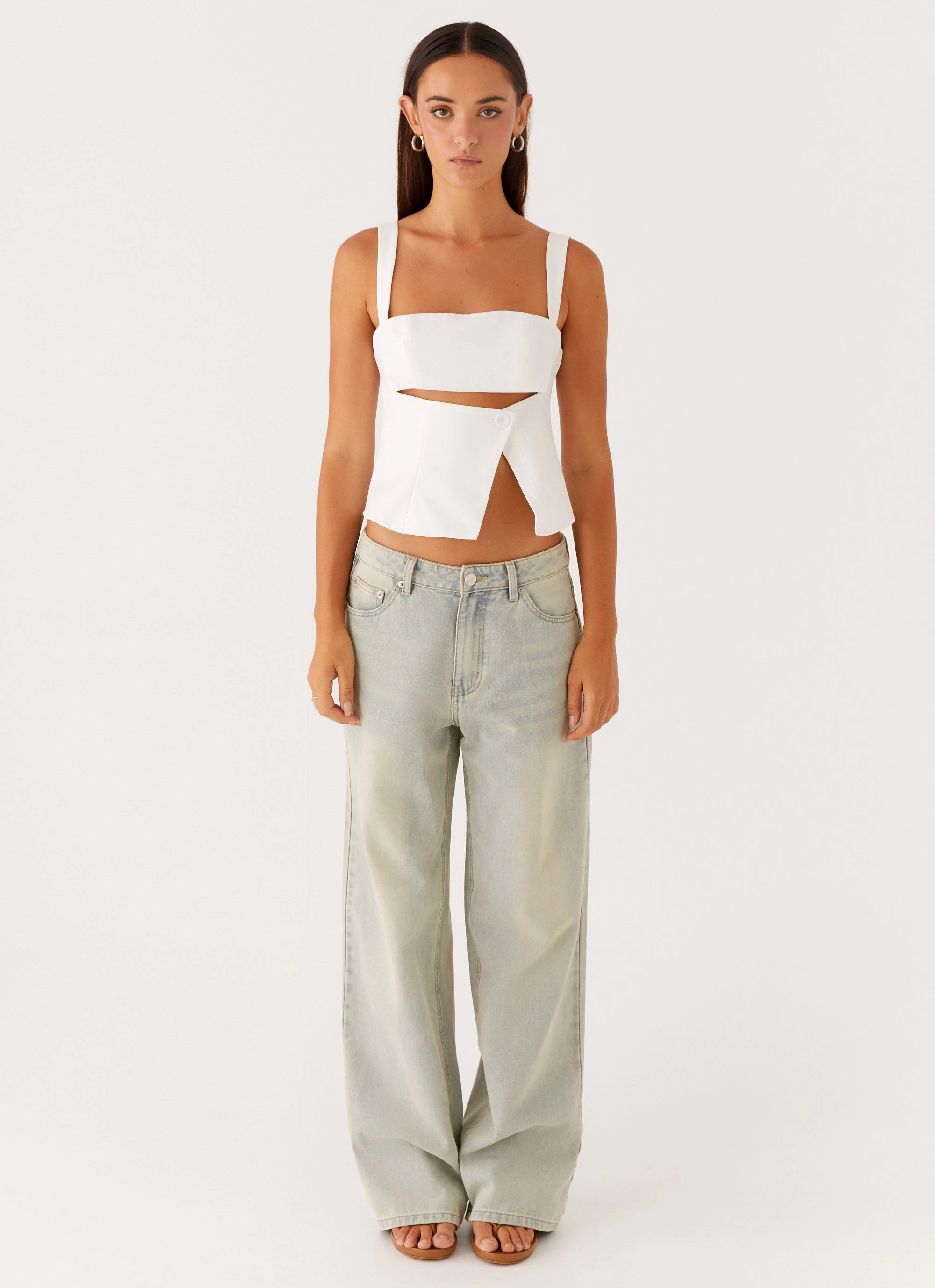 Fun Design Pia Cut Out Top - White
