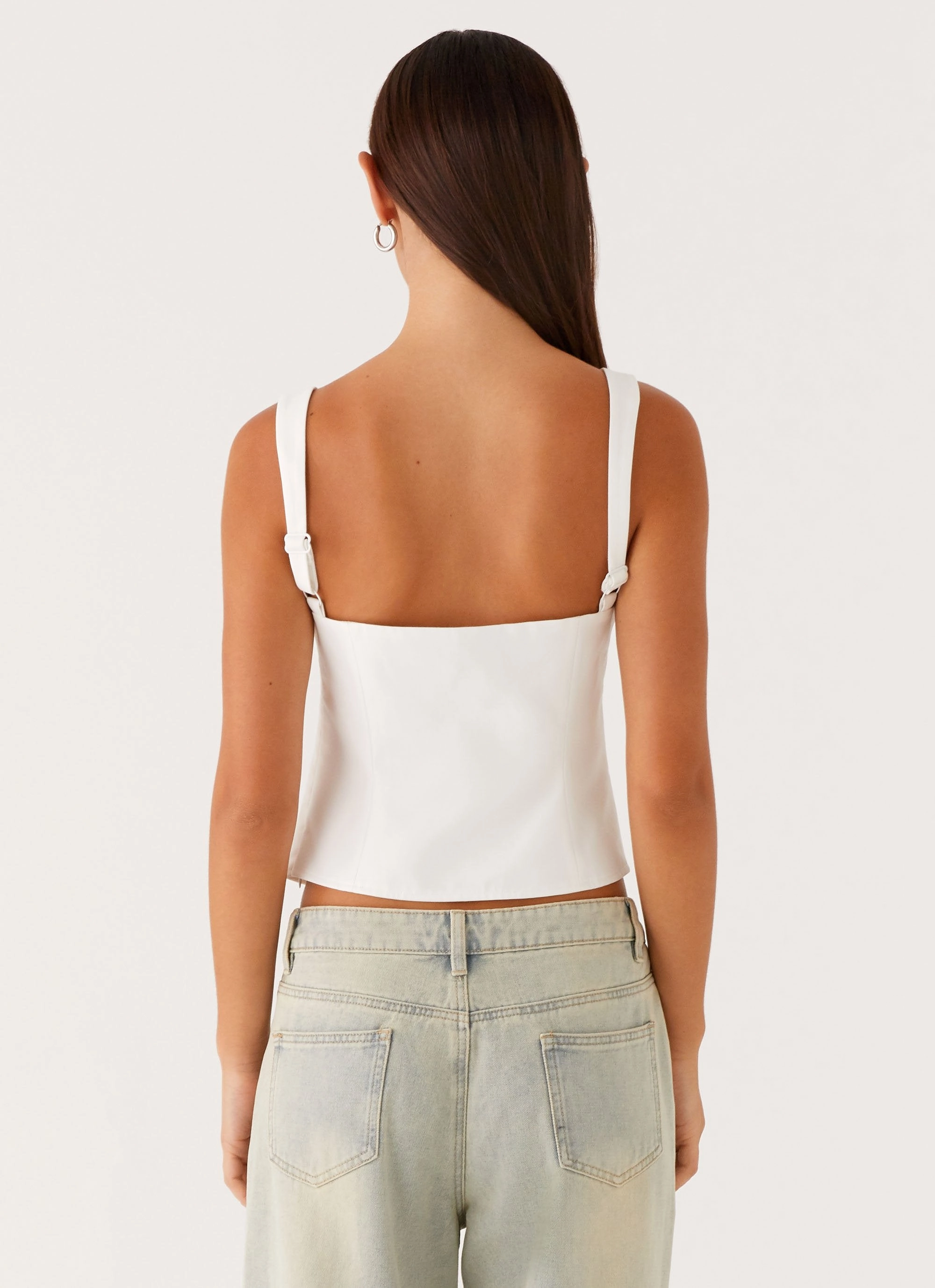 Soft Blended Fabric Fade Resistant Dye Pia Cut Out Top - White