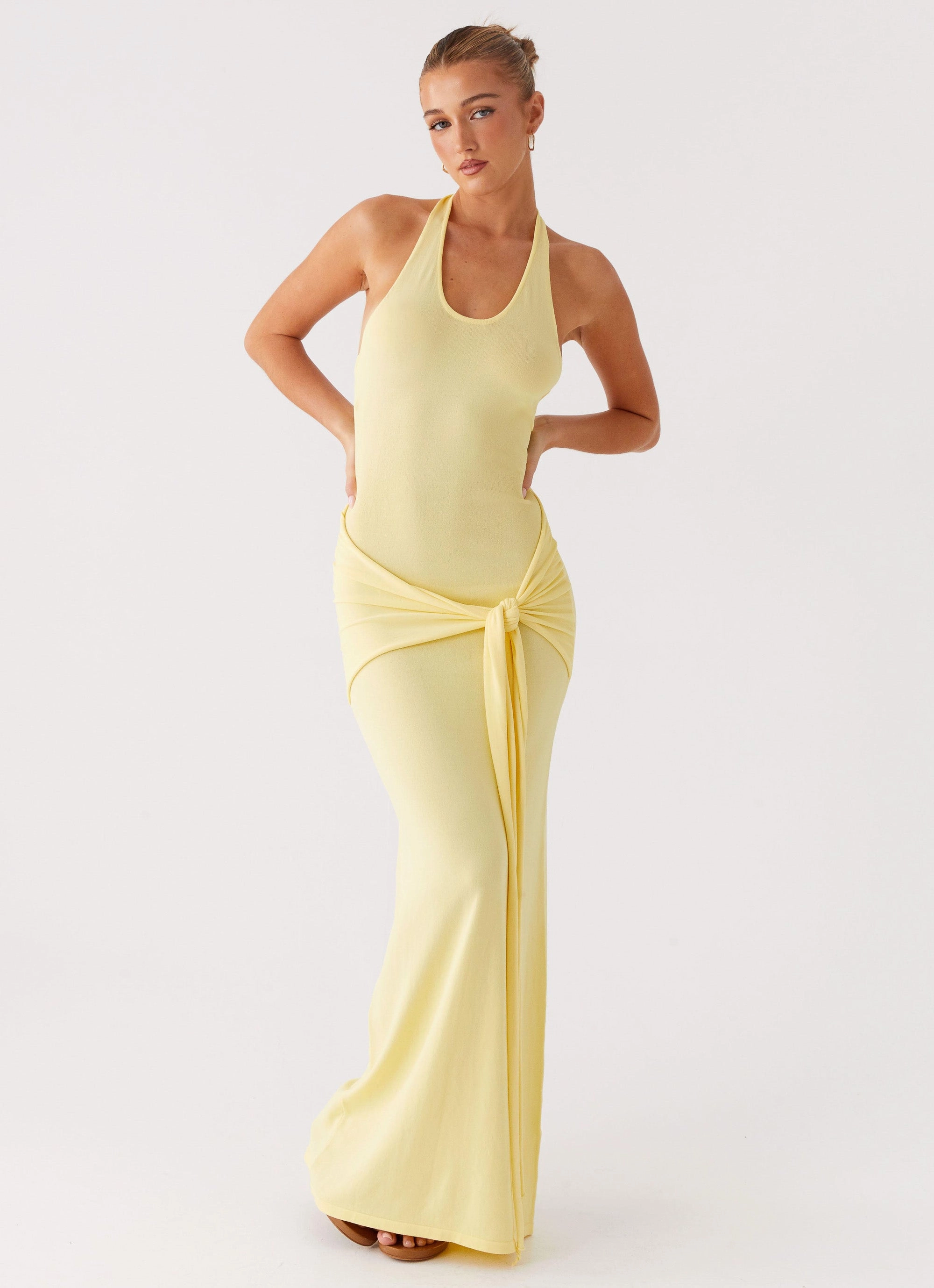 Pina Colada Knit Maxi Dress - Yellow Summer-Season Playful and flirty dress