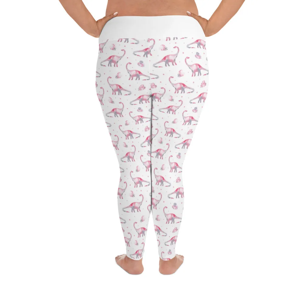 Pink Brontosaurus - Dinosaur Leggings Plus Size (Limited Edition)