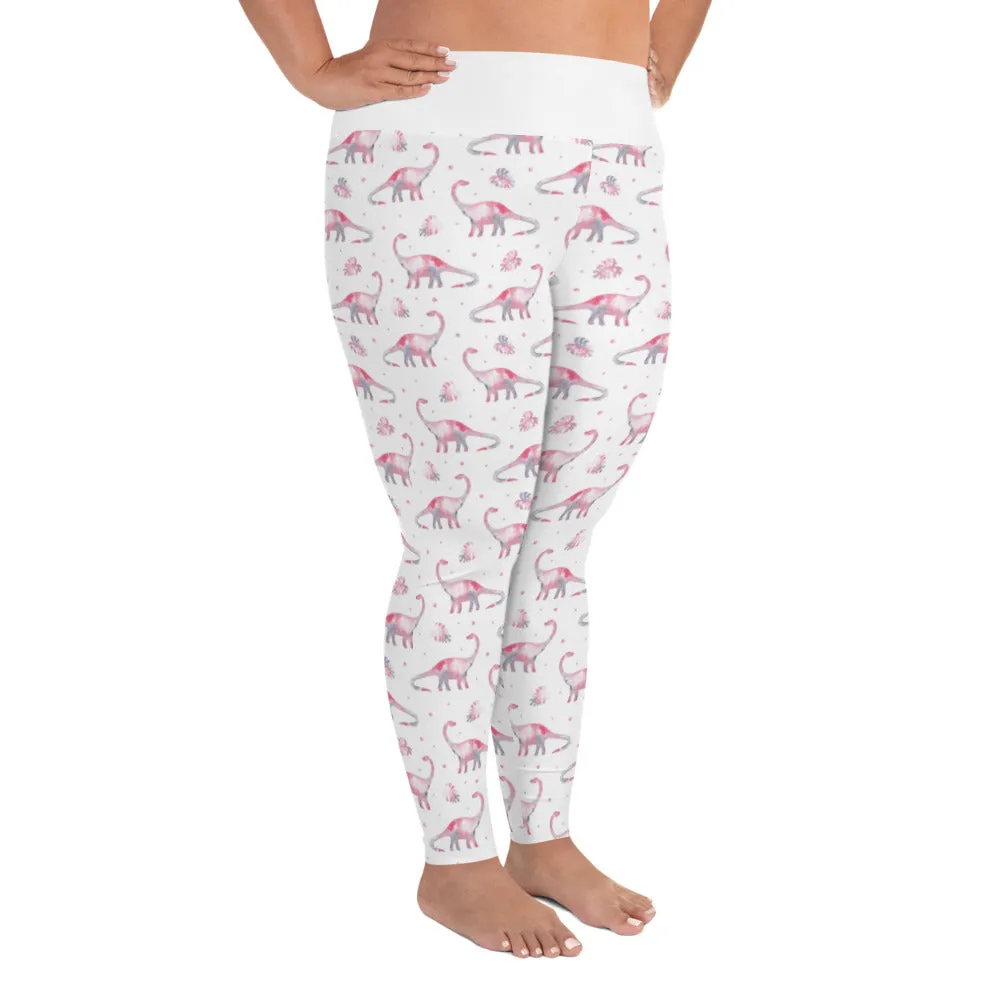 Pink Brontosaurus - Dinosaur Leggings Plus Size (Limited Edition)