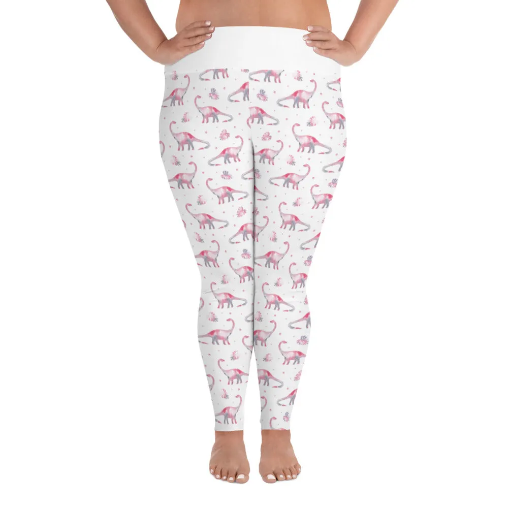 Pink Brontosaurus - Dinosaur Leggings Plus Size (Limited Edition)