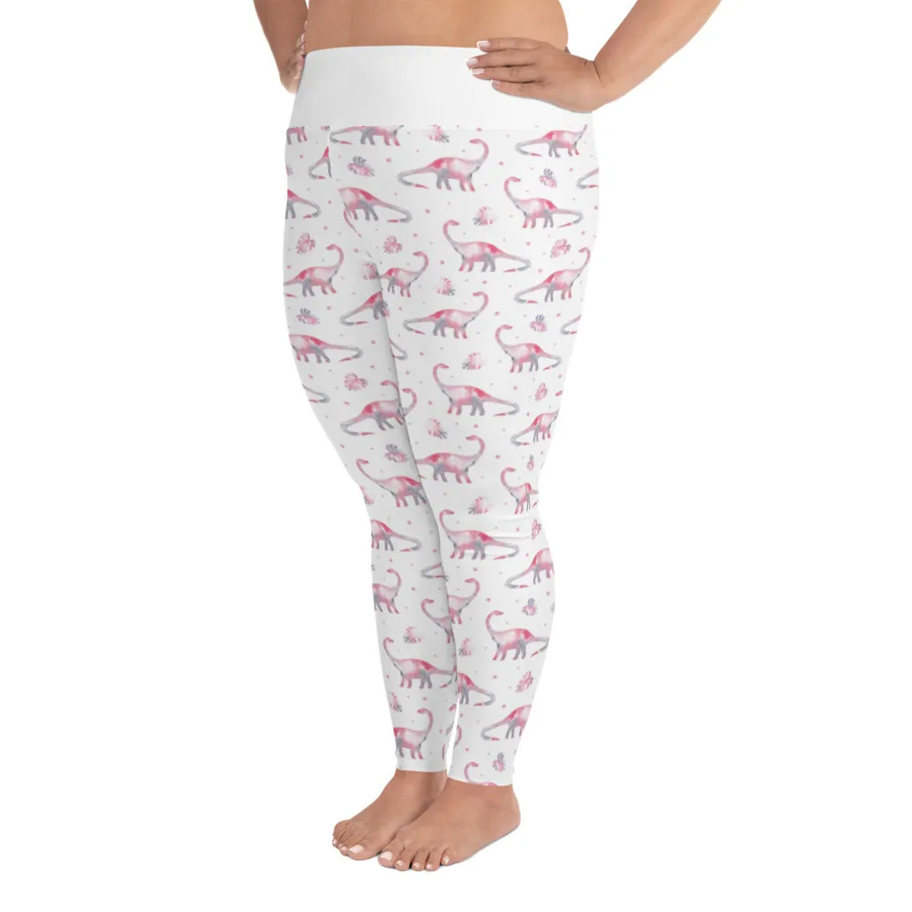 Pink Brontosaurus - Dinosaur Leggings Plus Size (Limited Edition)