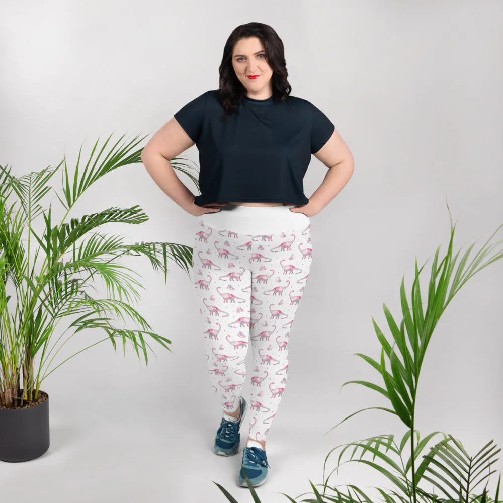 Pink Brontosaurus - Dinosaur Leggings Plus Size (Limited Edition)
