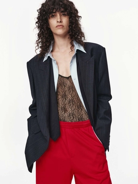 Pinstripe Peak Lapel Blazer Pinstripe Peak Lapel Blazer