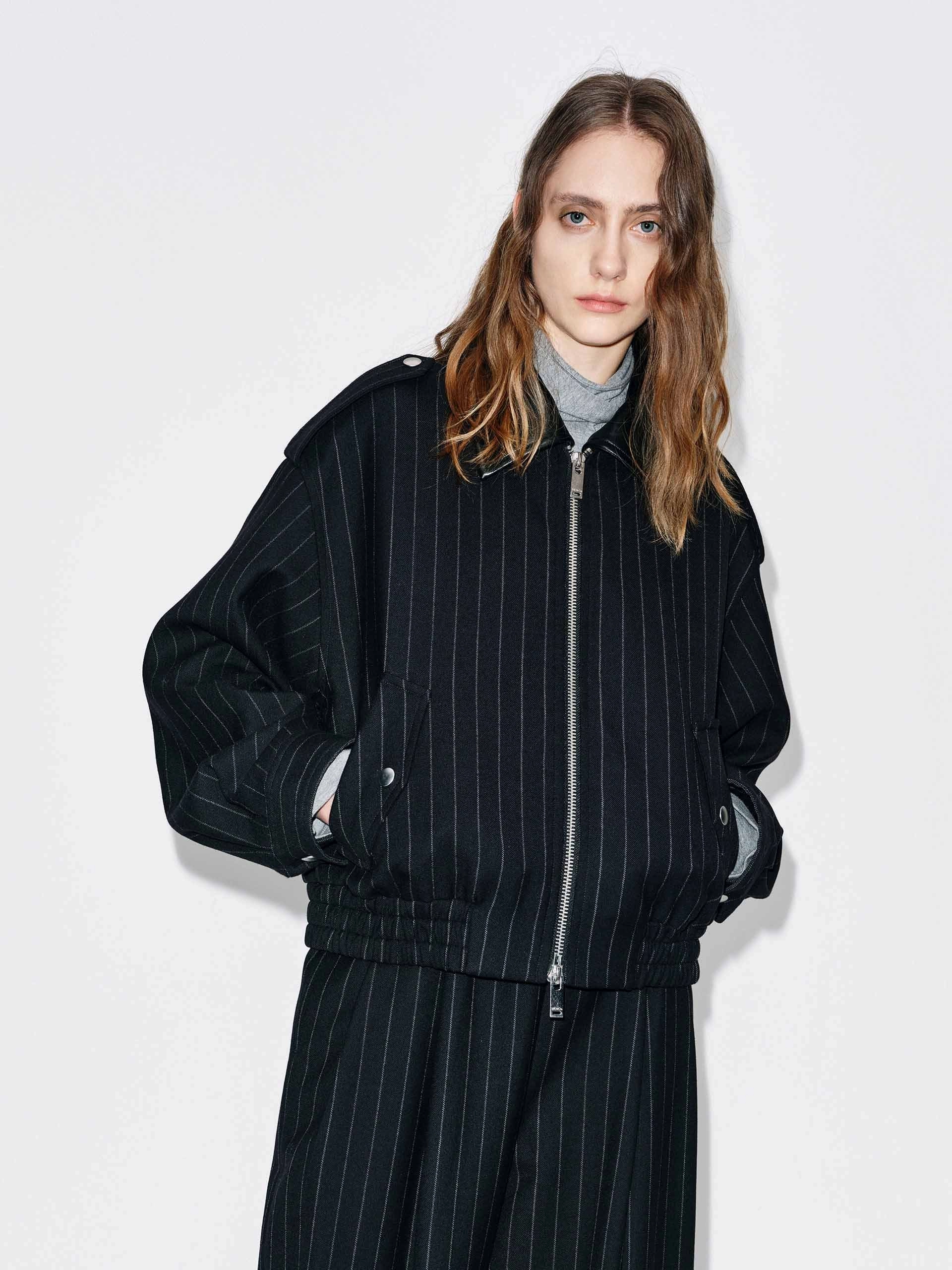 Pinstripe Wool Coat