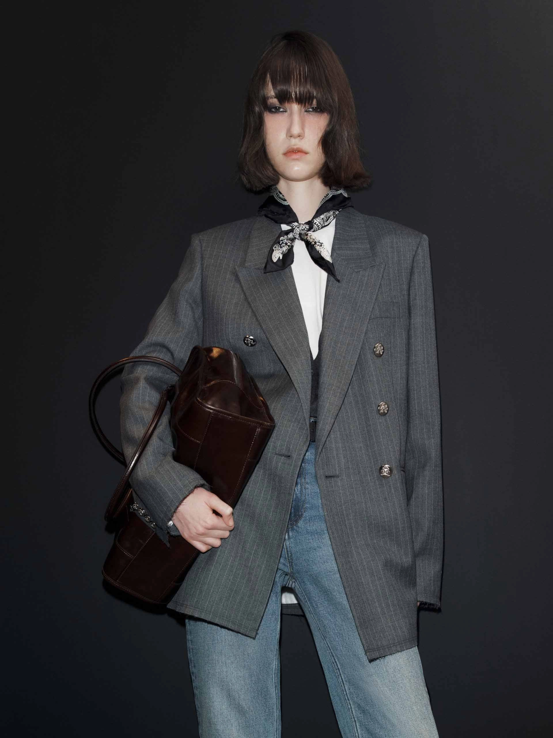 Pinstriped Structured Blazer