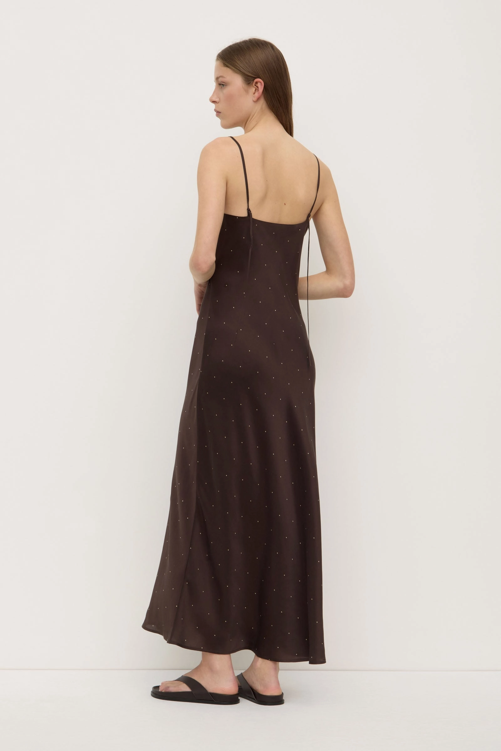 Pippa Dot Silk Slip Dress Romantic dinner wear