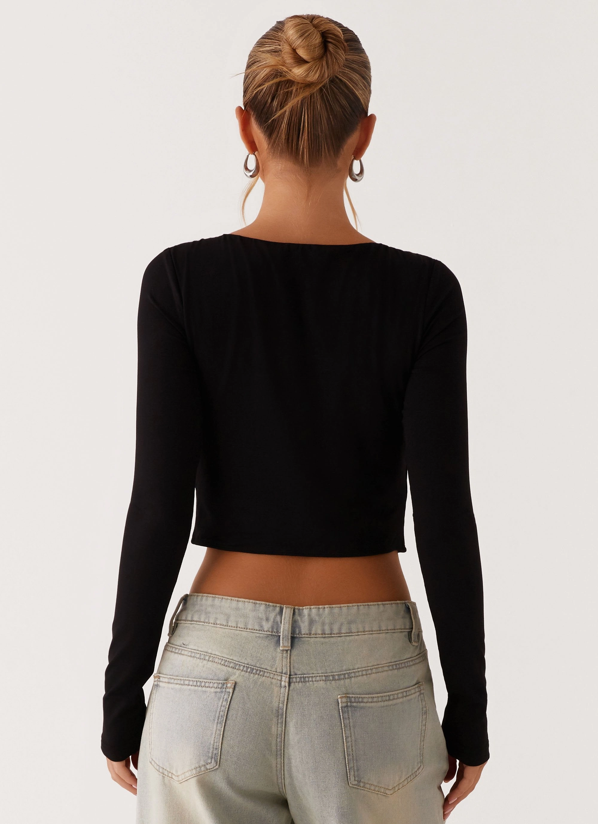 Weighted Hem Design Pippa Top - Black