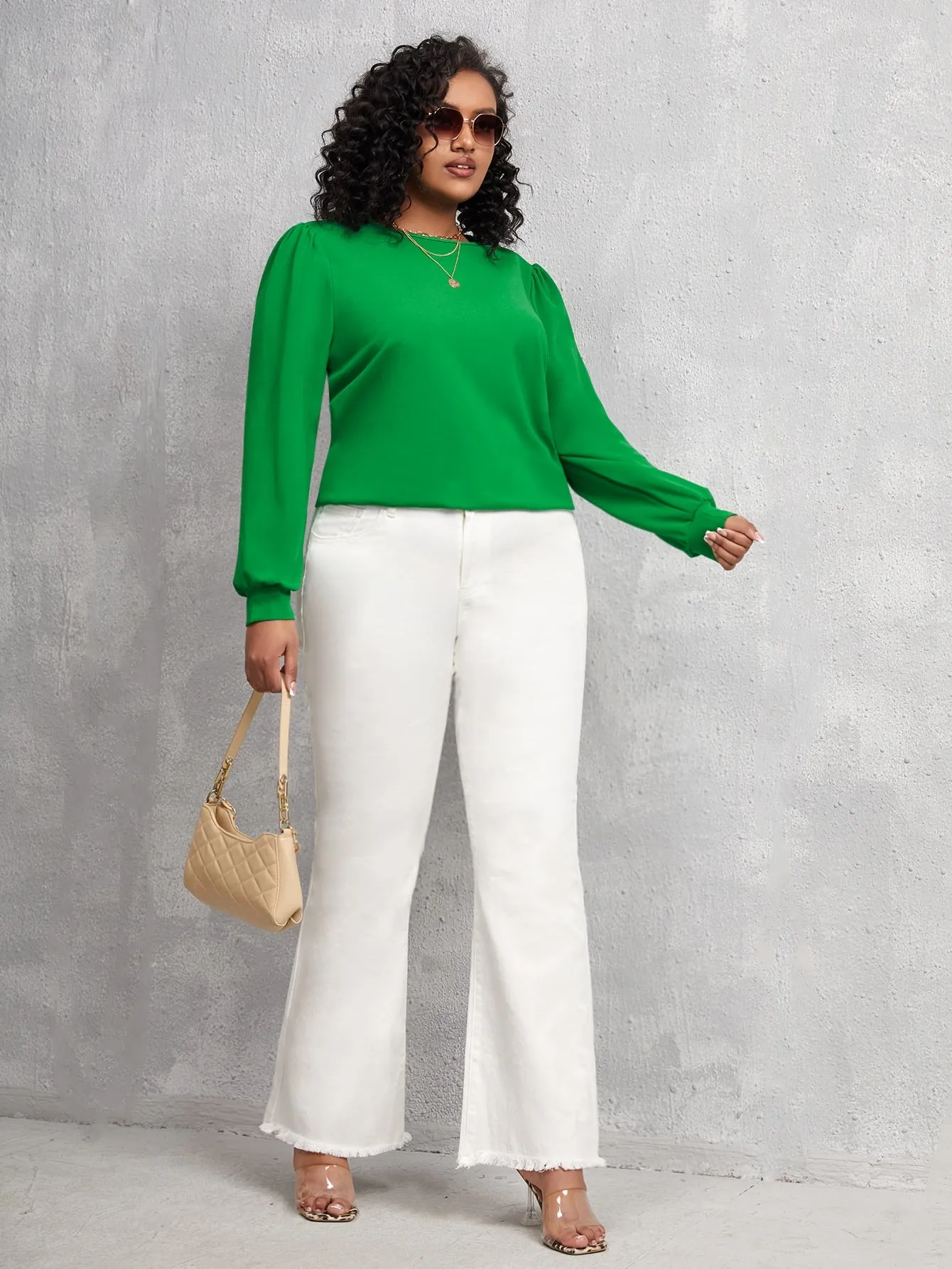 Plain Long Sleeve Round Neck Regular Plus Size T-Shirt