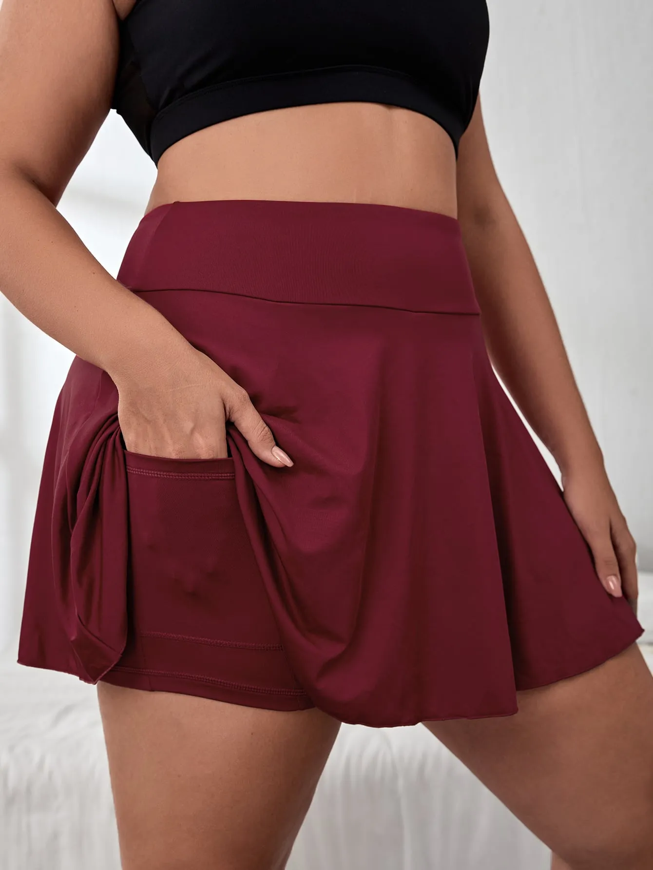 Plain Natural Plus Size Sports Shorts