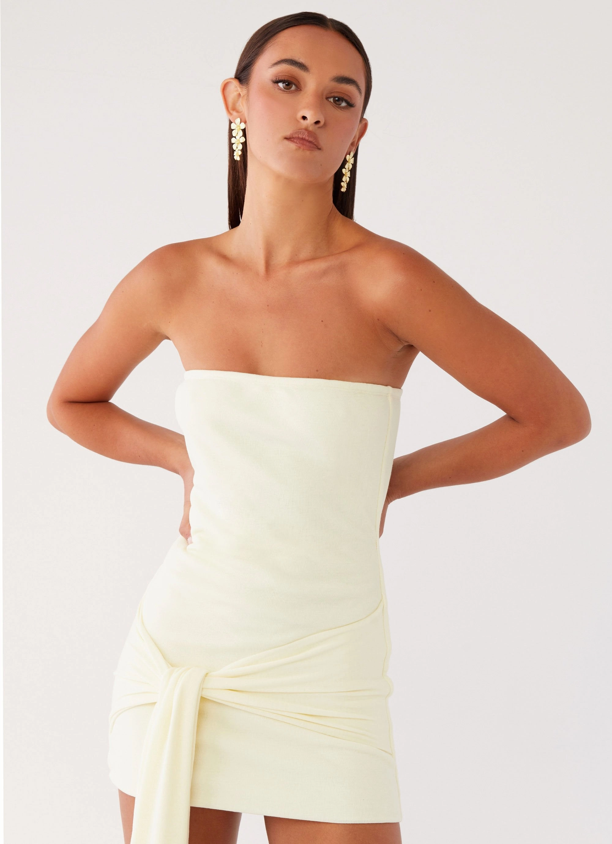 Comfort Waist Fit Eternal Gaze Strapless Wrap Mini Dress - Ivory