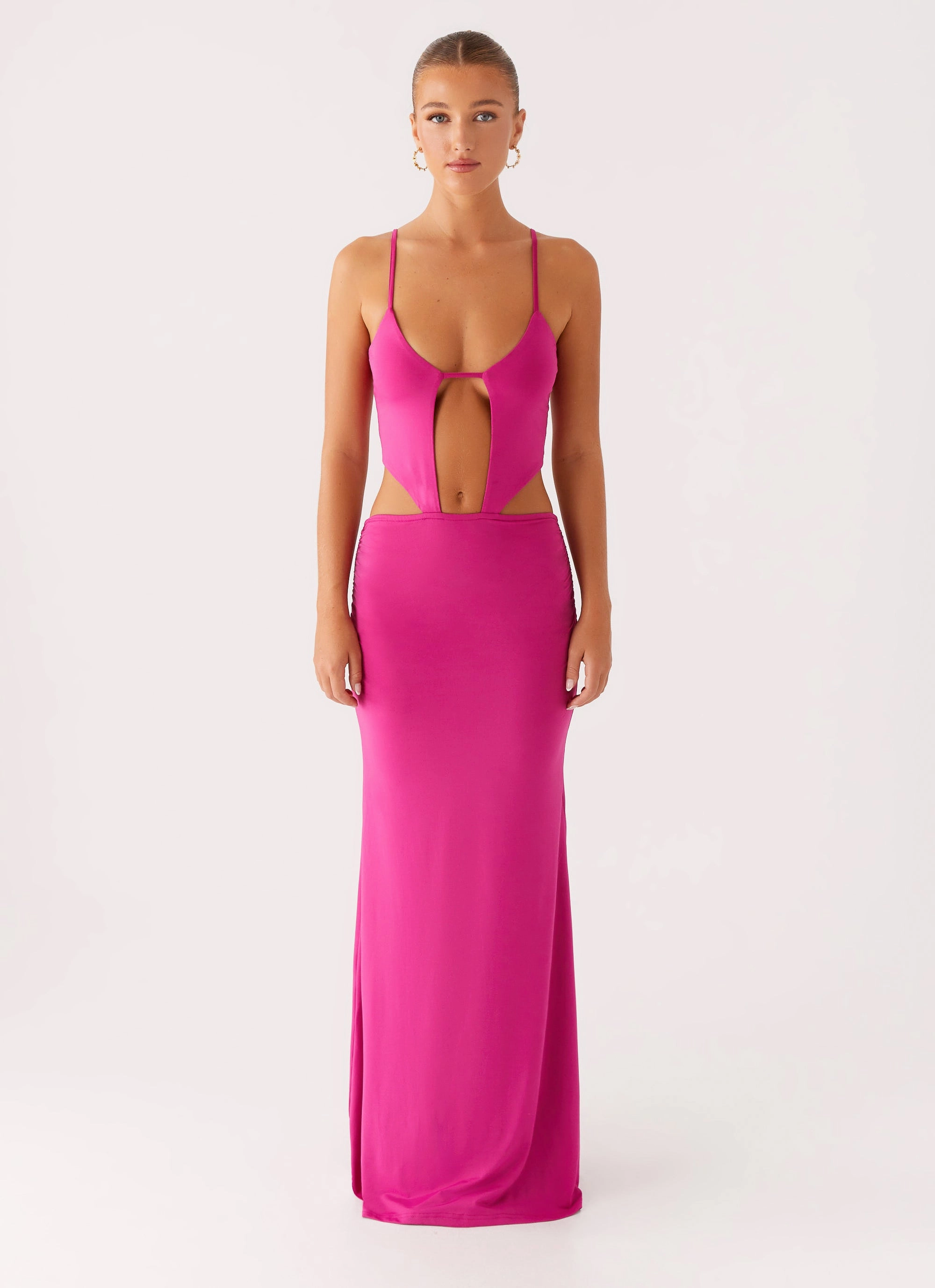 Headliner Maxi Dress - Fuchsia Bold Design Soft Flow
