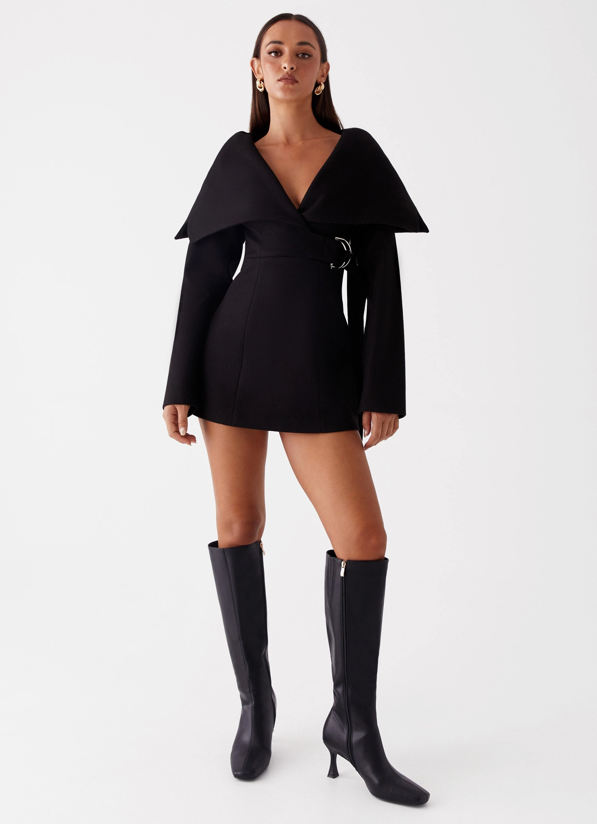 Kaide Mini Dress - Black Daywear Comfort LayeredHemline
