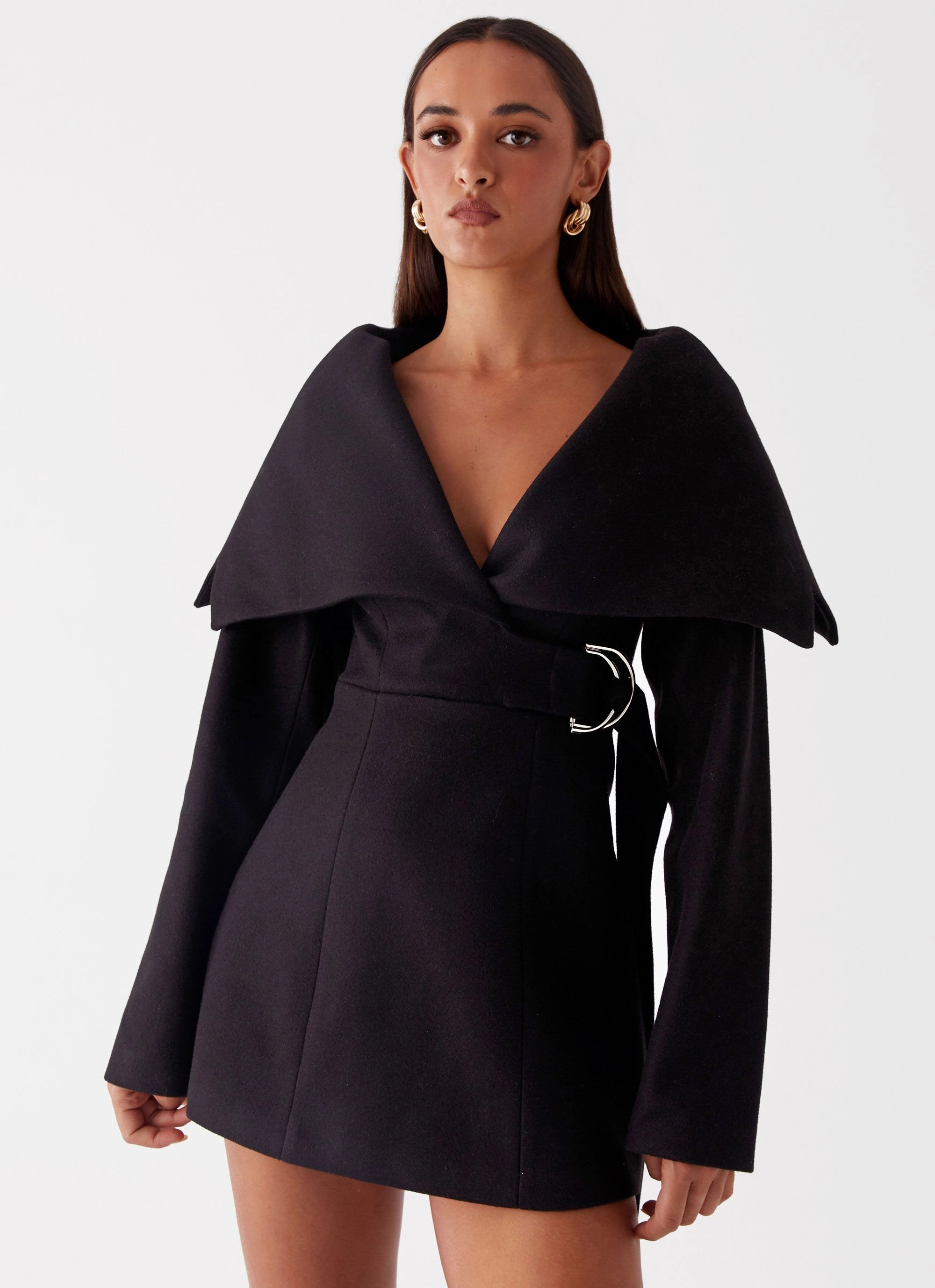 Elegant Vibe windproof Kaide Mini Dress - Black