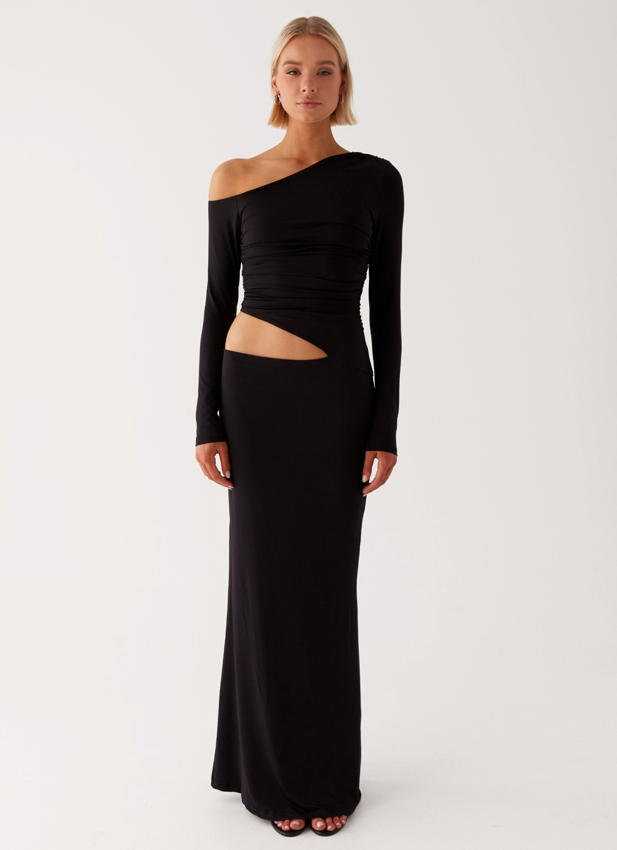 Sleeveless Cut Soft Design Good Vibrations Maxi Dress - Black