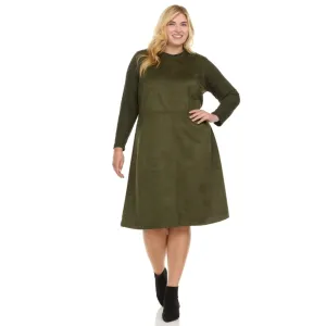 Plus Esti Olive Suede Dress