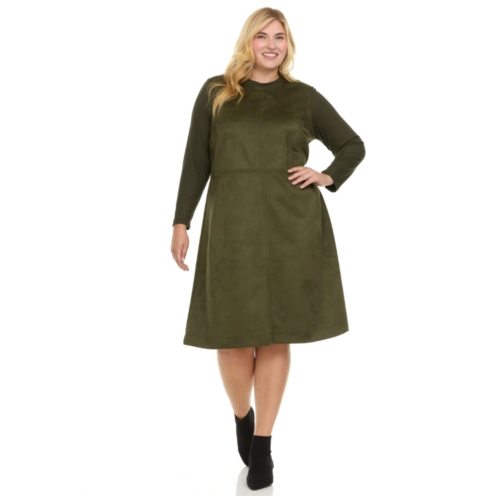 Plus Esti Olive Suede Dress