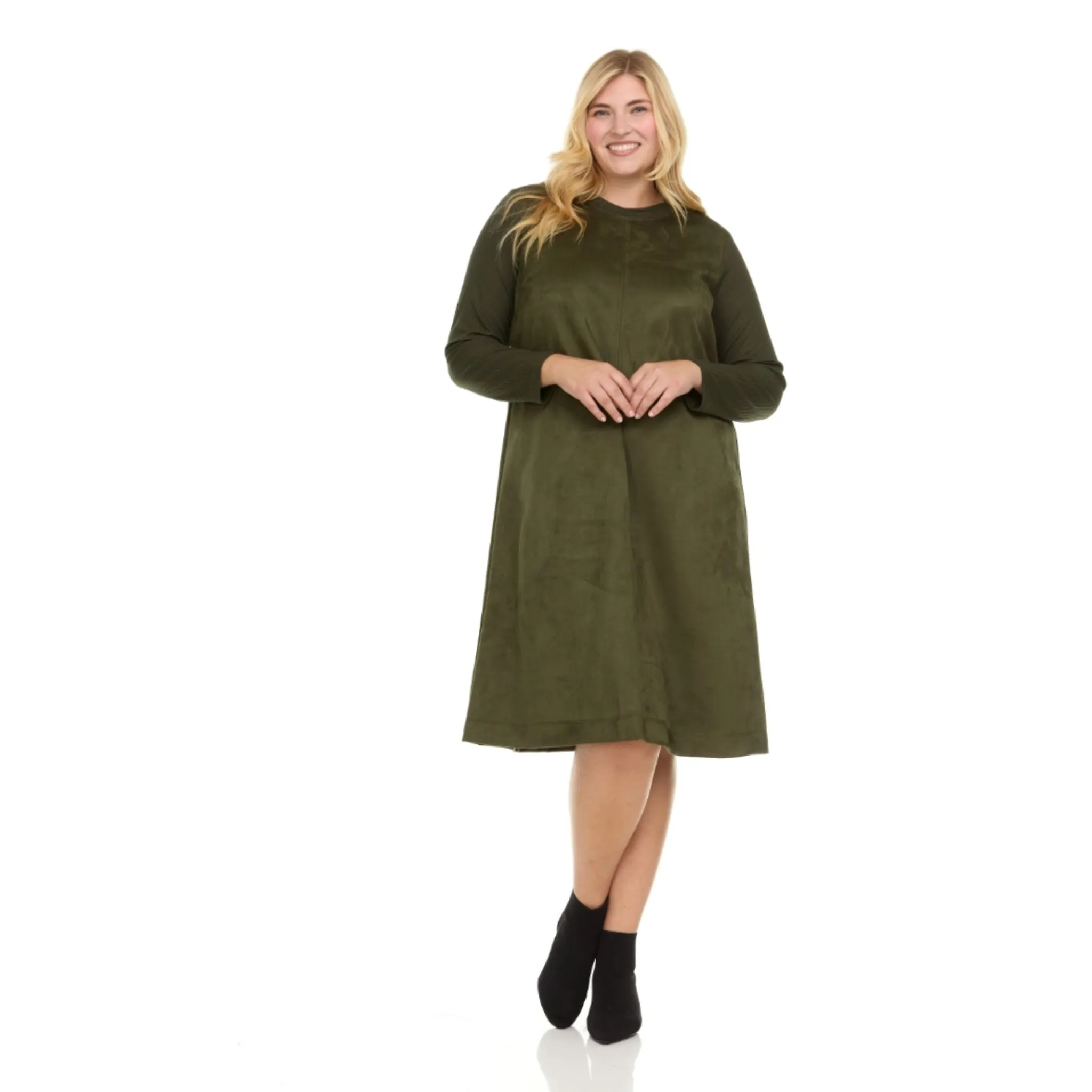 Plus Esti Olive Suede Dress