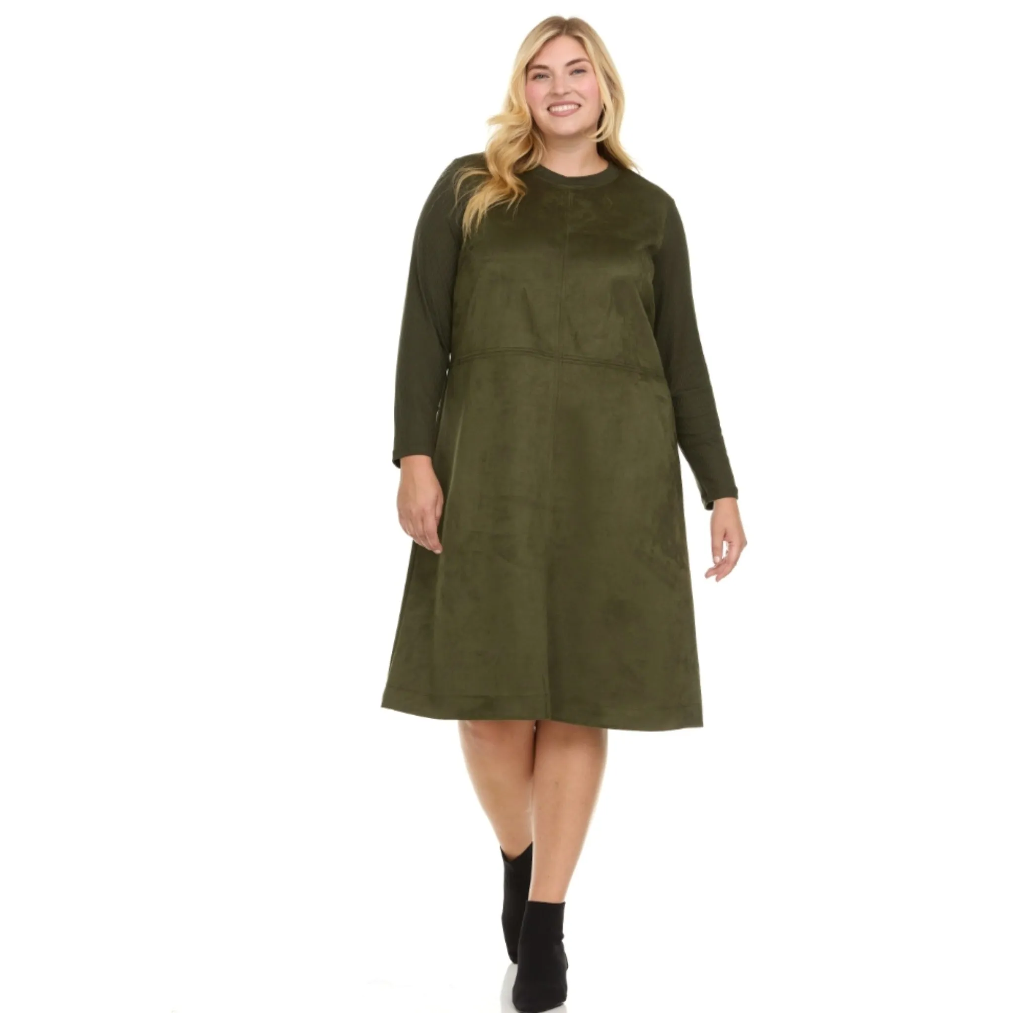 Plus Esti Olive Suede Dress
