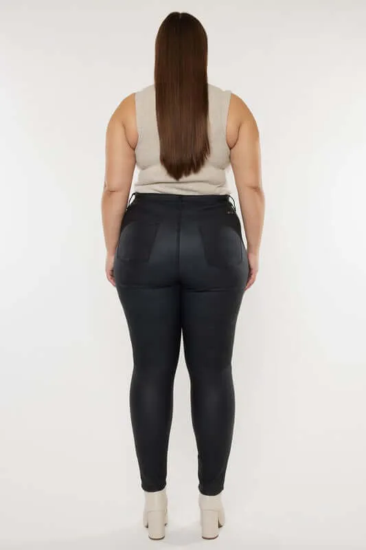 Plus High Rise Coated Ankle Skinny Jeans