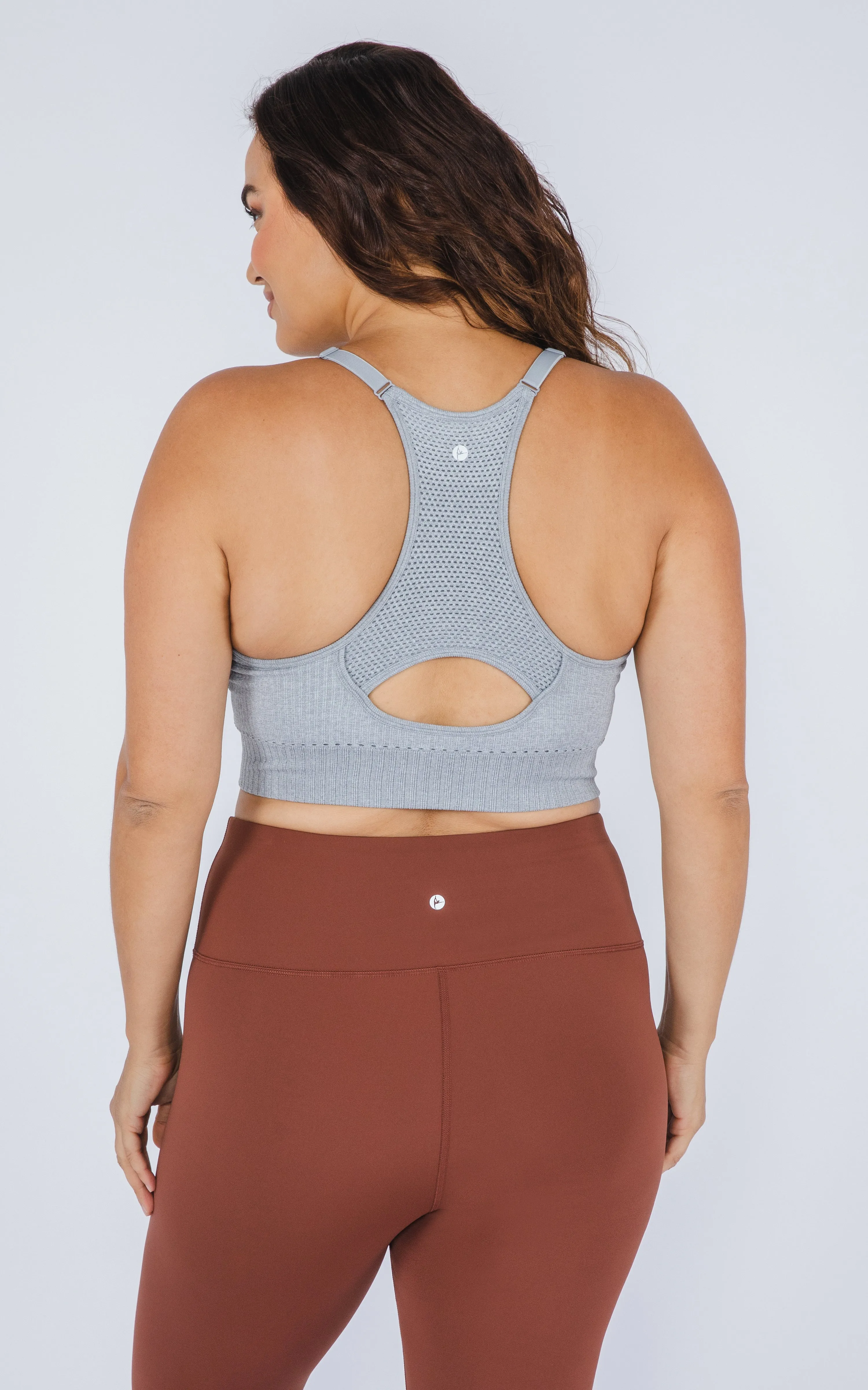 Plus Seamless Racerback Sports Bra with Keyhole