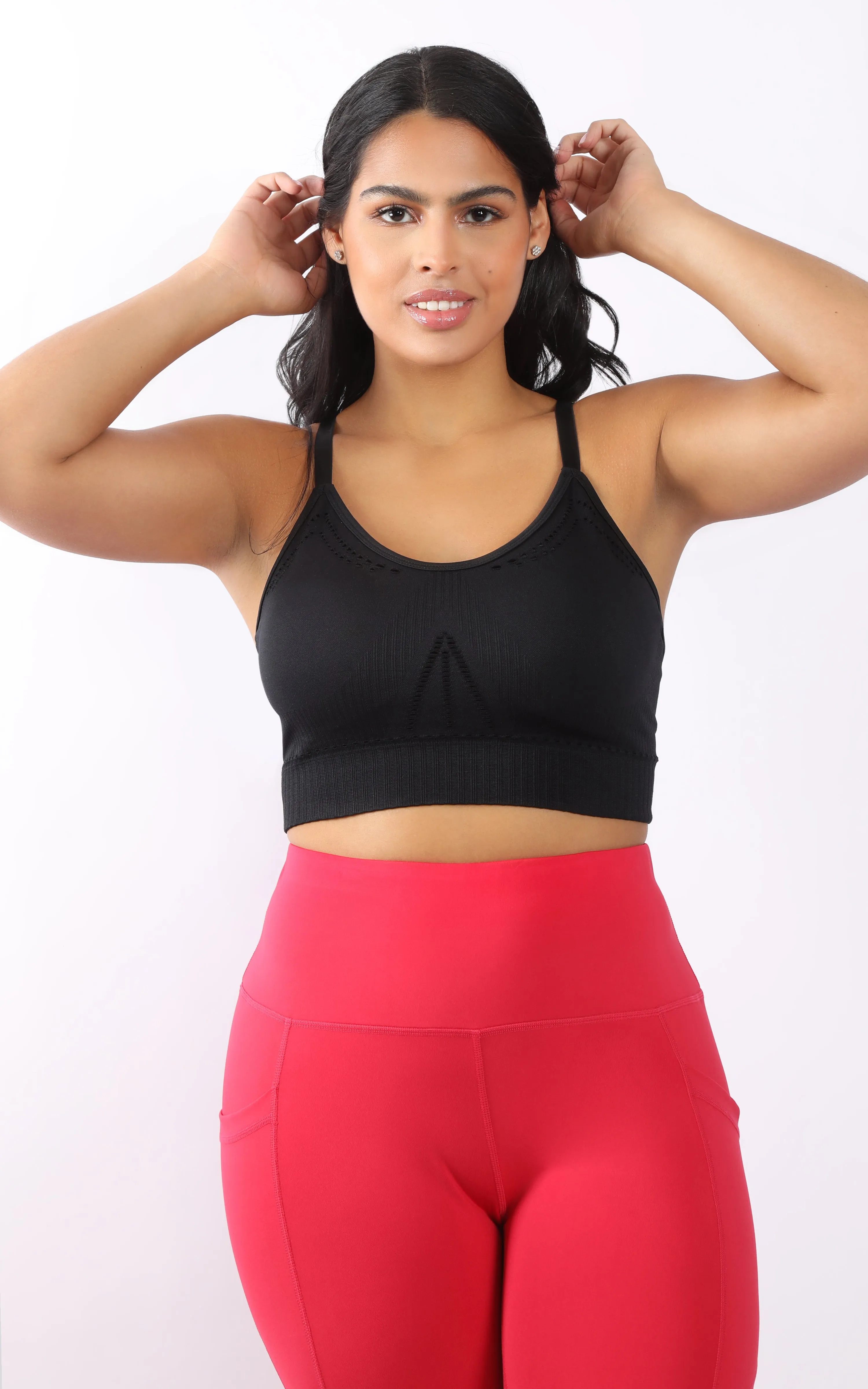 Plus Seamless Racerback Sports Bra with Keyhole