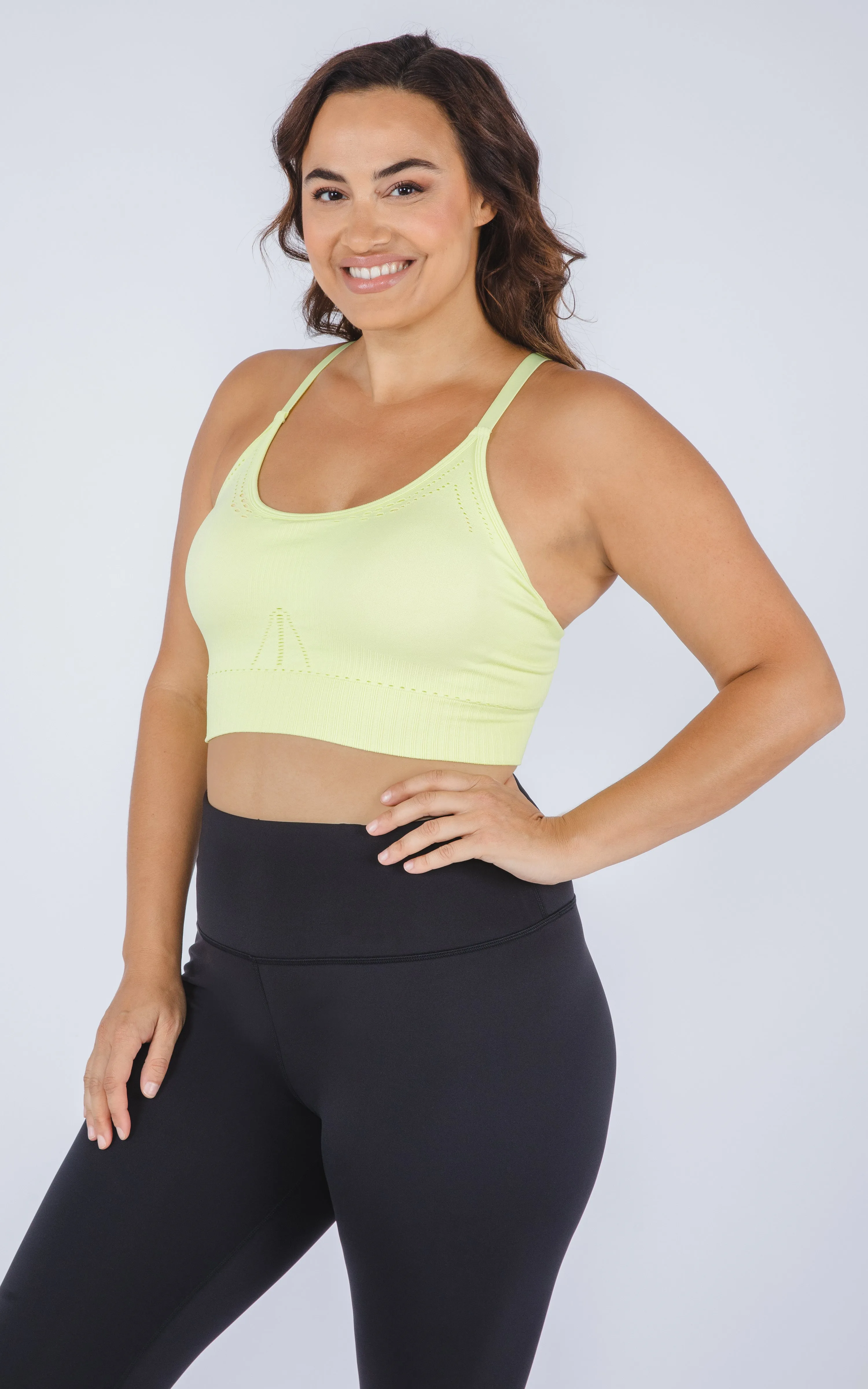 Plus Seamless Racerback Sports Bra with Keyhole