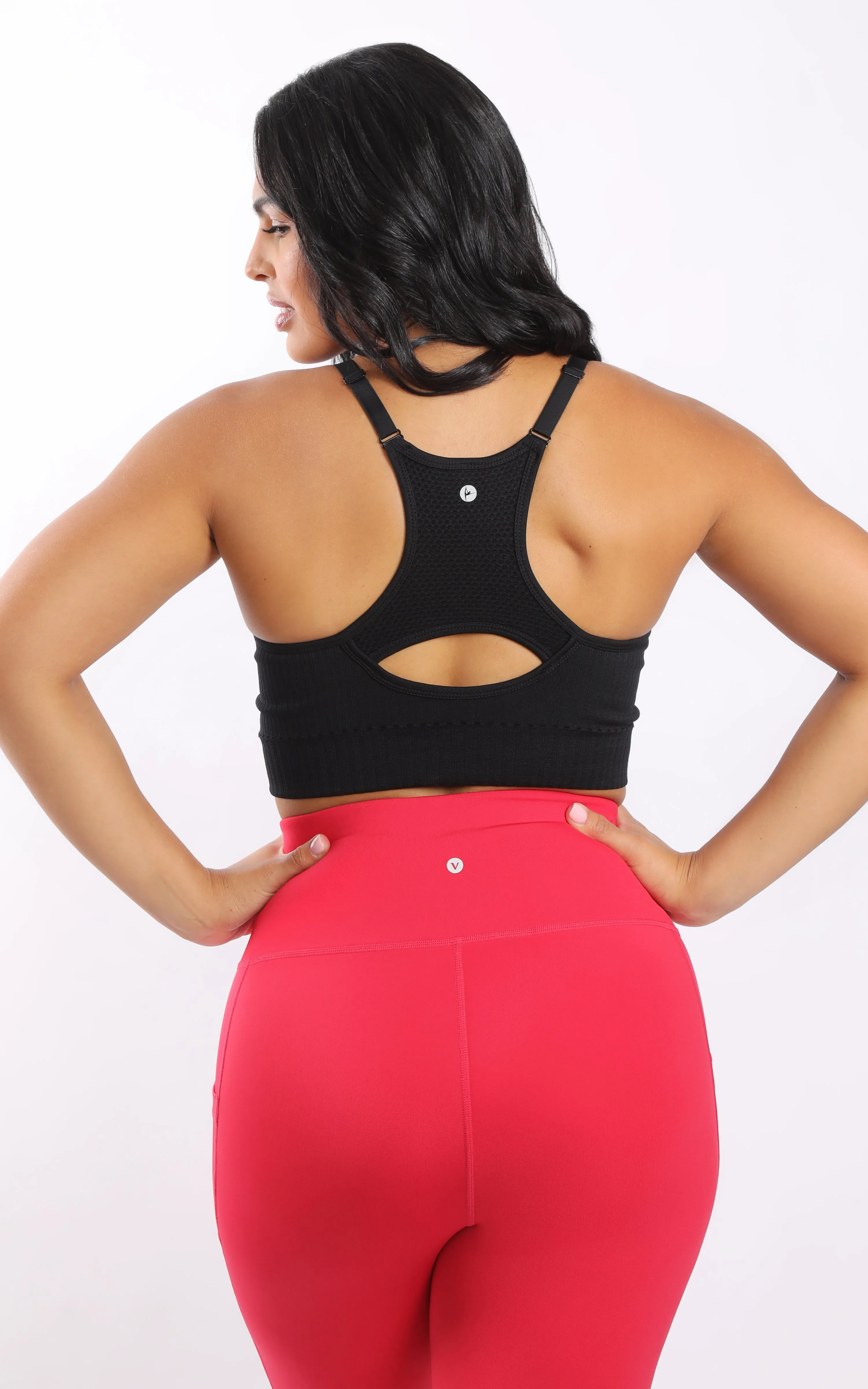 Plus Seamless Racerback Sports Bra with Keyhole