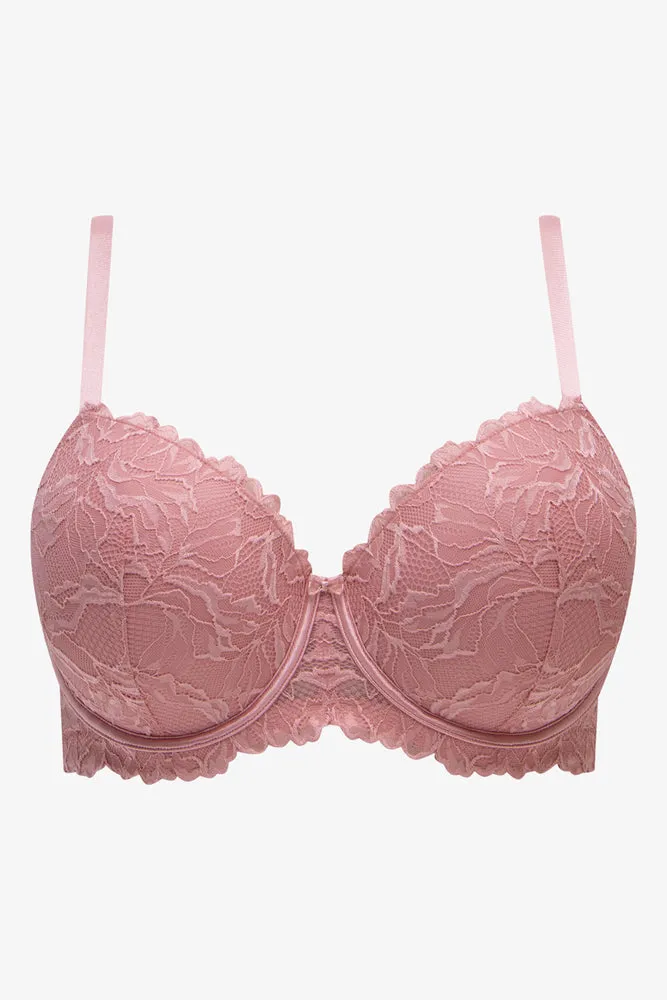 Plus Size 2 Pack Lace Balconette Bras Black & Pink
