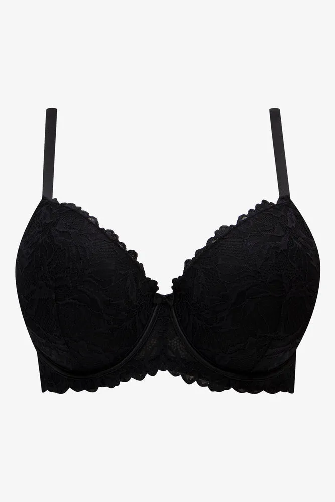 Plus Size 2 Pack Lace Balconette Bras Black & Pink