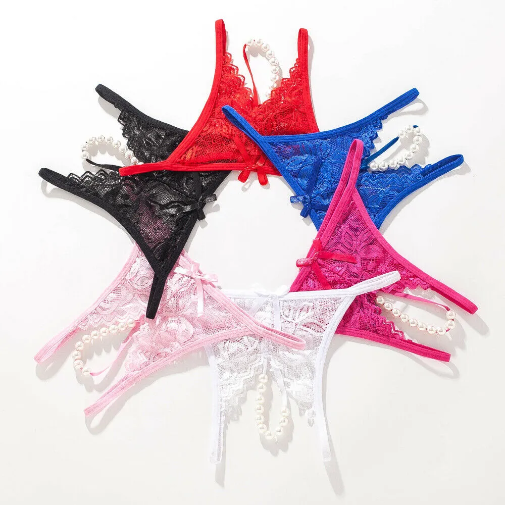 Plus Size 4XL -5XL Pearl Thong Lace Panties G-String Lingerie