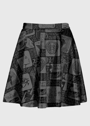 Plus Size Black and Grey Ancient Egyptian Hieroglyphs Pattern Skirt