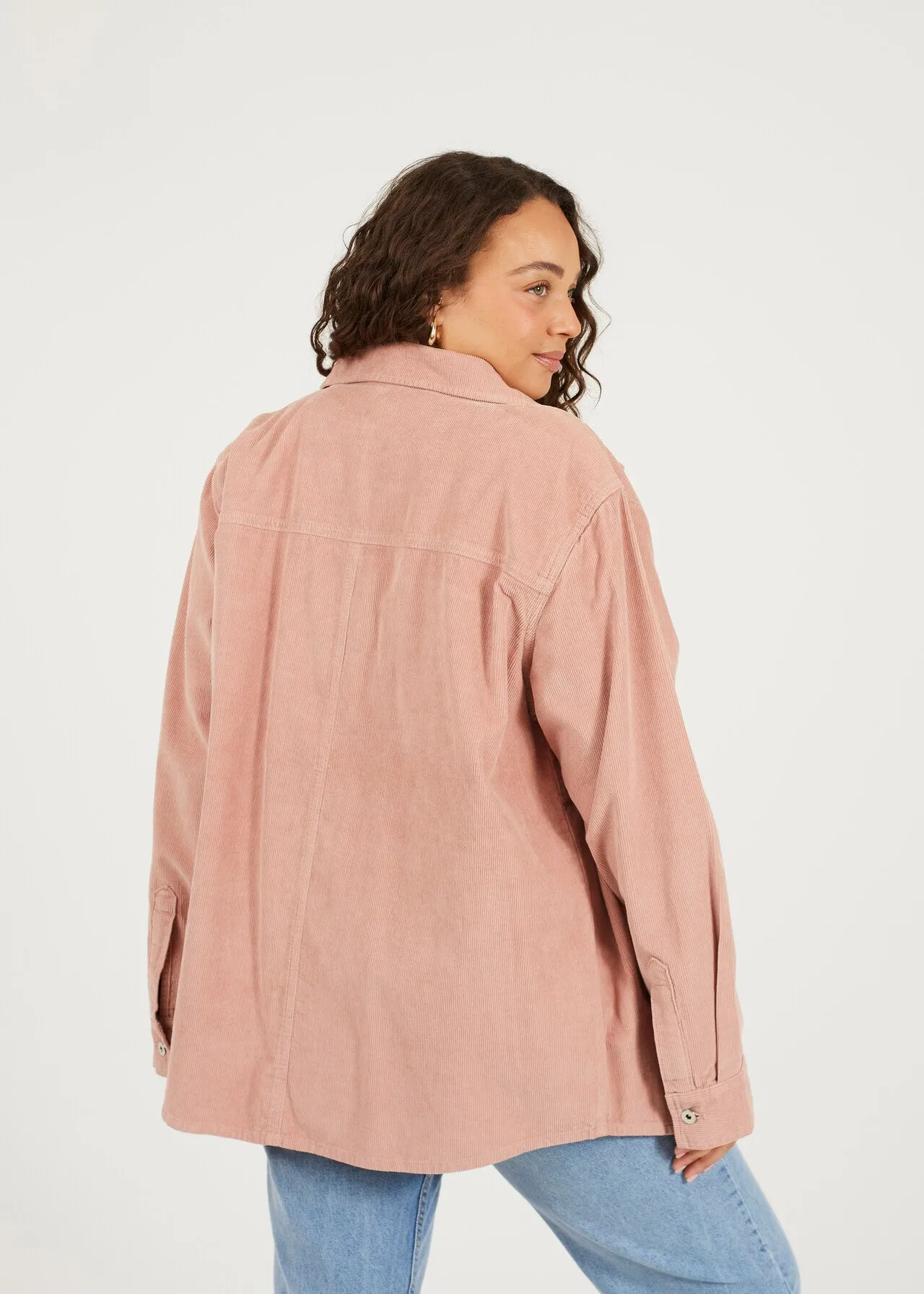 PLUS SIZE BUTTON THROUGH CORDUORY SHACKET