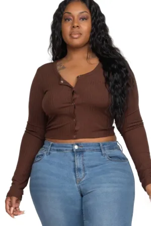 Plus Size Button Up Cropped Top