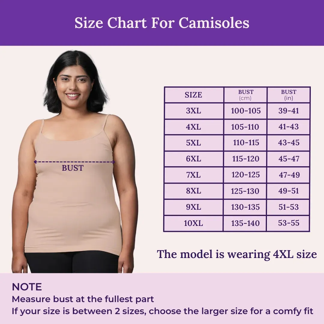 Plus Size Camisole | Soft Adjustable Shoulder Elastic | Offers Full Coverage | Pack Of 3