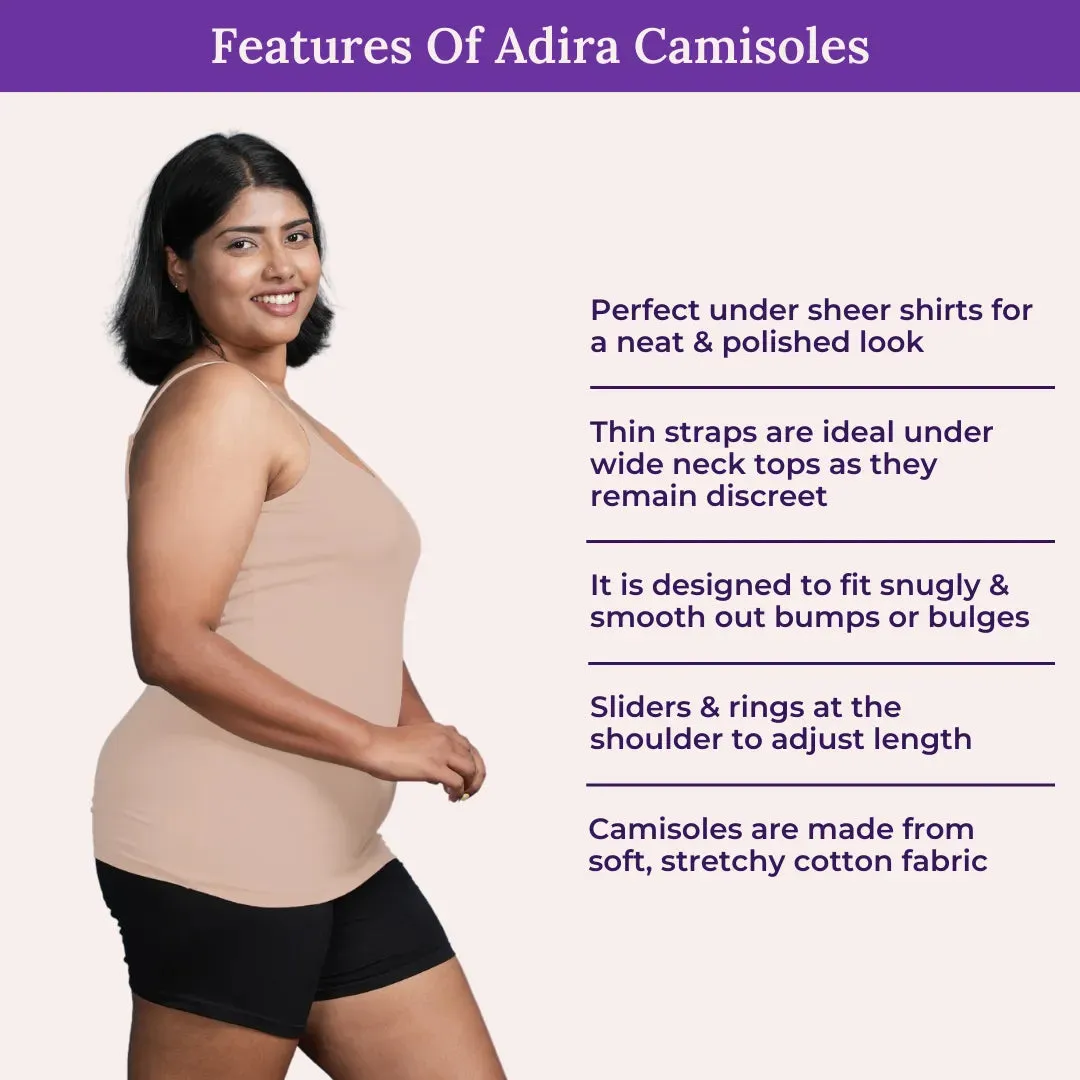 Plus Size Camisole | Soft Adjustable Shoulder Elastic | Offers Full Coverage | Pack Of 3