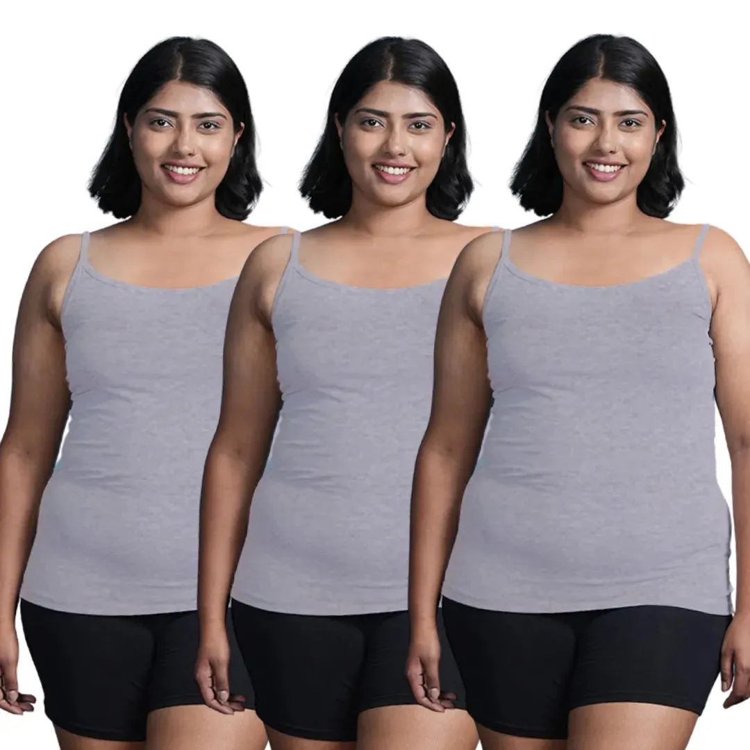 Plus Size Camisole | Soft Adjustable Shoulder Elastic | Offers Full Coverage | Pack Of 3