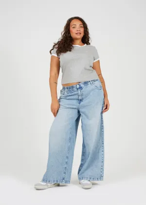 PLUS SIZE CONTRAST COLOUR CREW NECK RINGER T-SHIRT