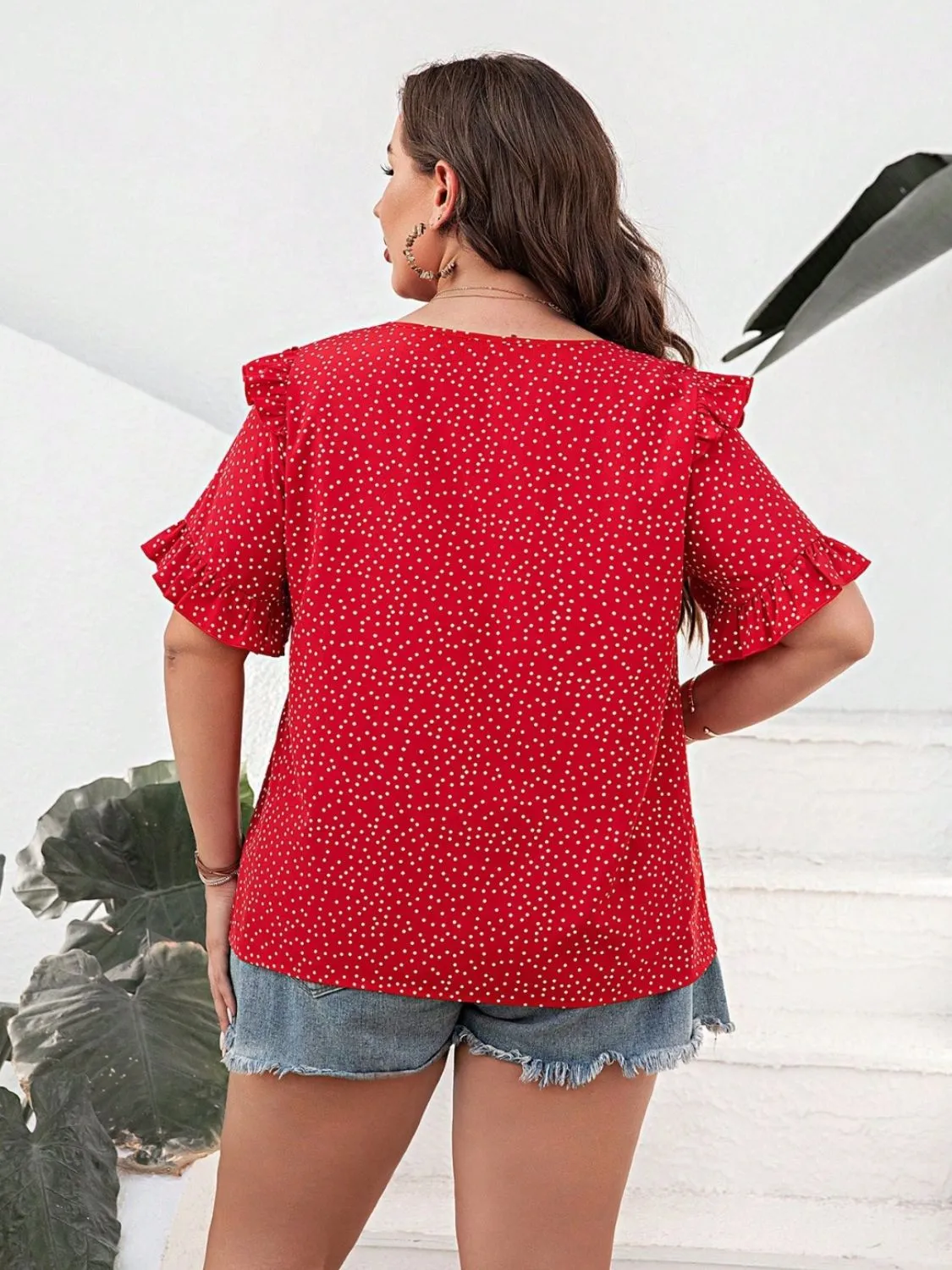 Plus Size Deep Red Resort Blouse