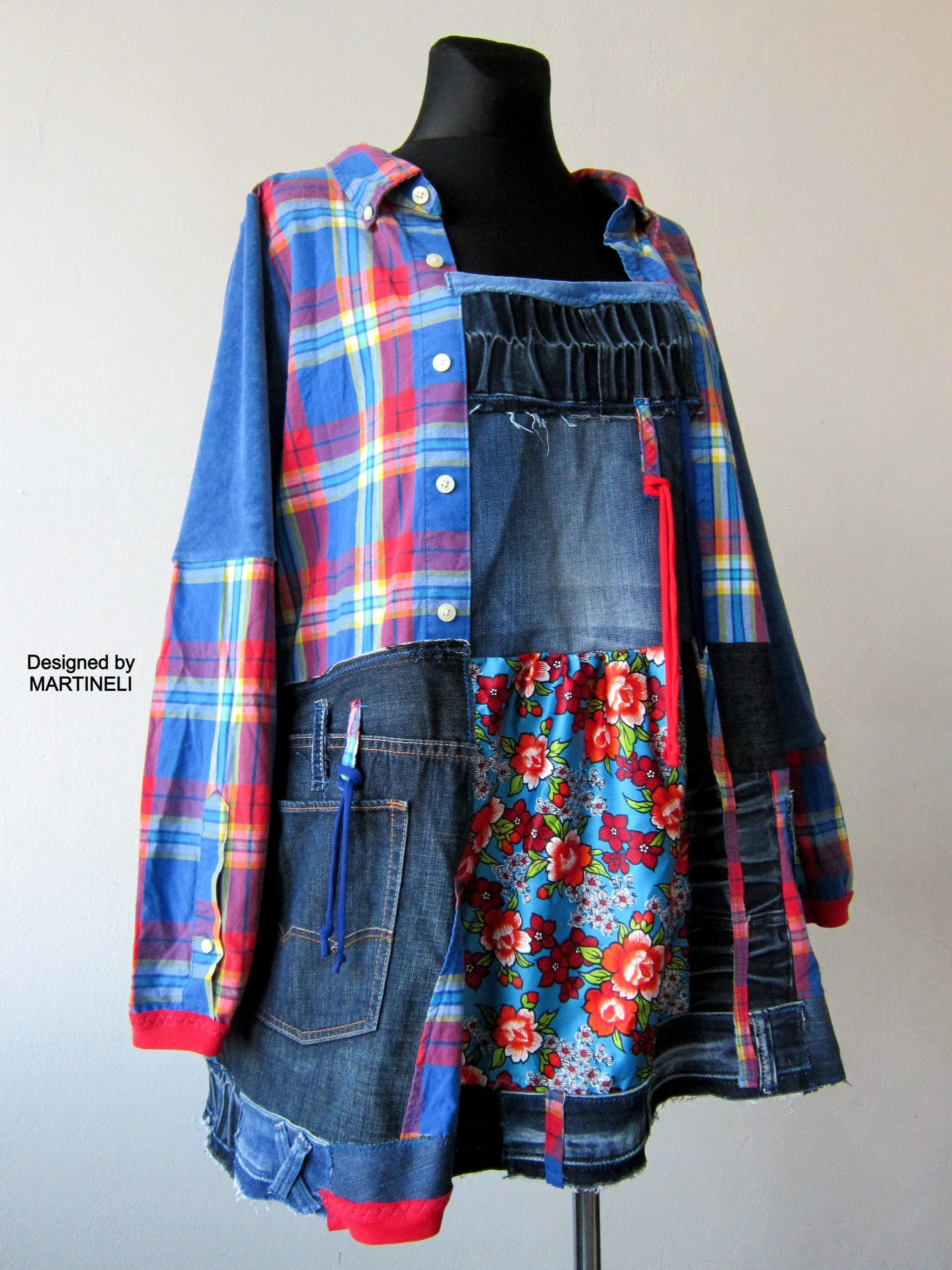 Plus Size Denim Shirt Dress 3XL Boho Style Tunic Dress