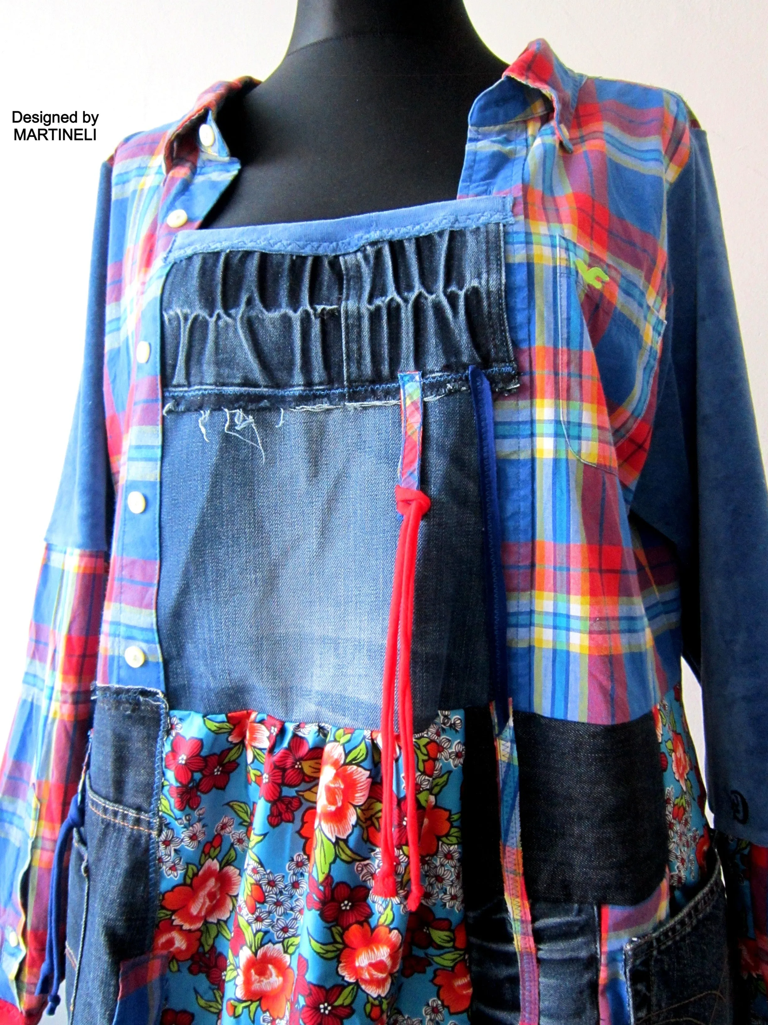 Plus Size Denim Shirt Dress 3XL Boho Style Tunic Dress