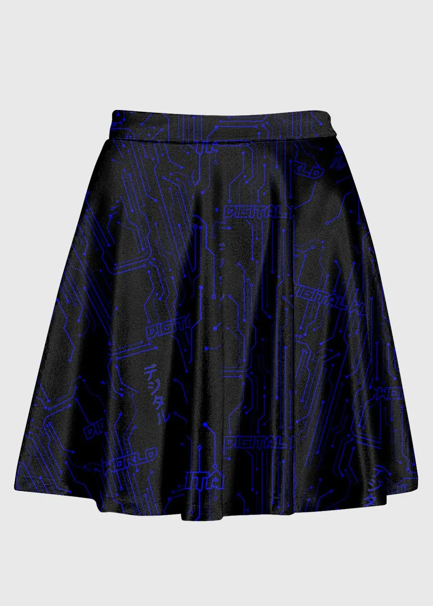 Plus Size Digital World Techno Cyber Raver High Waist Skirt