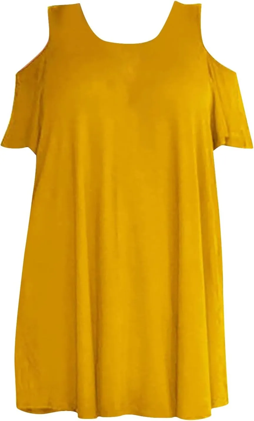 Plus Size Dresses for Curvy Women 2025 Summer Casual Short Sleeve Tshirt Midi Dress with Pockets Beach Vacation Dress