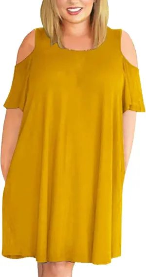 Plus Size Dresses for Curvy Women 2025 Summer Casual Short Sleeve Tshirt Midi Dress with Pockets Beach Vacation Dress