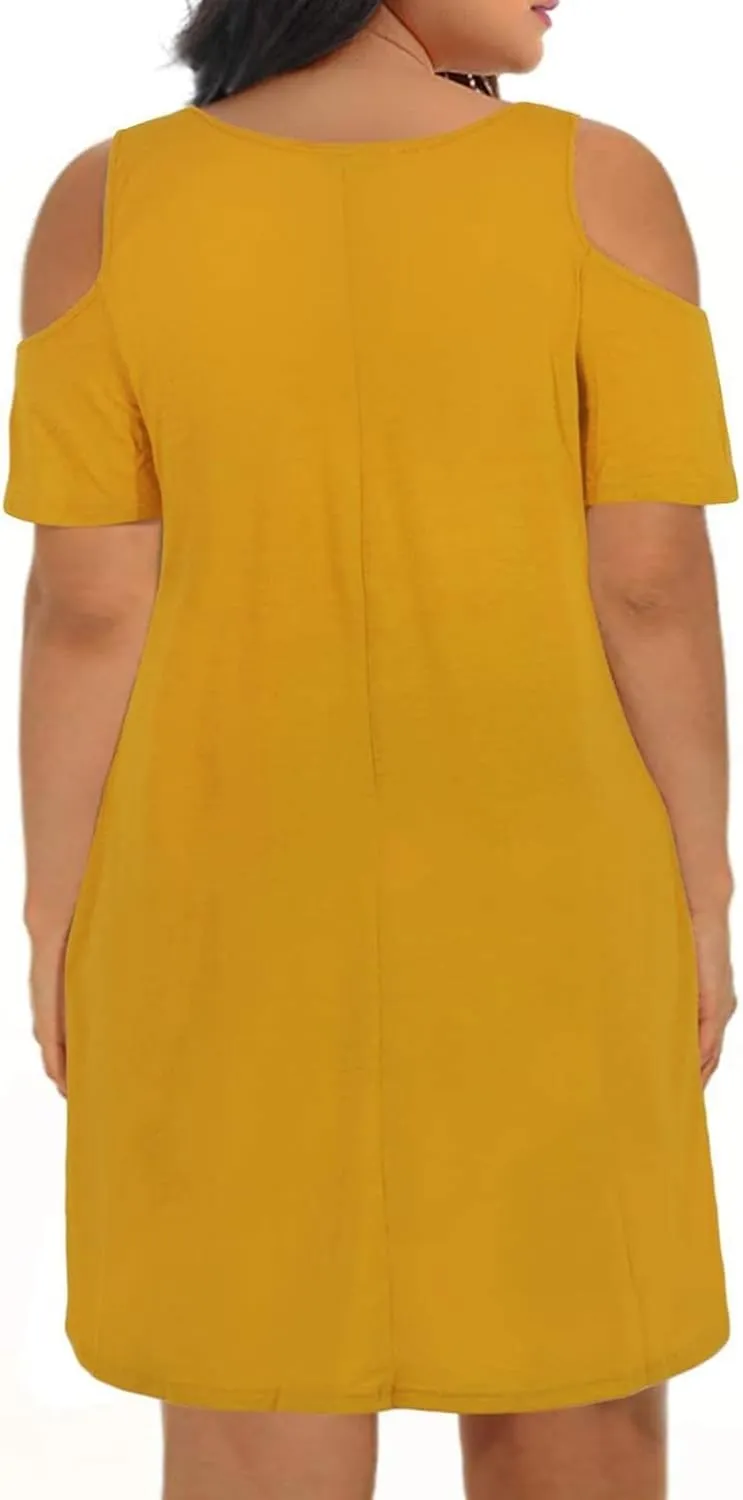 Plus Size Dresses for Curvy Women 2025 Summer Casual Short Sleeve Tshirt Midi Dress with Pockets Beach Vacation Dress