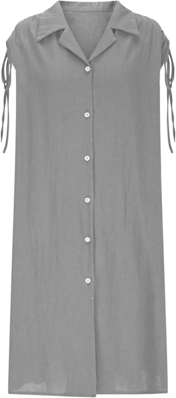 Plus Size Dresses for Curvy Women Button Down Oversized Comfort Lapel Collar Boho Sundress for Vacation