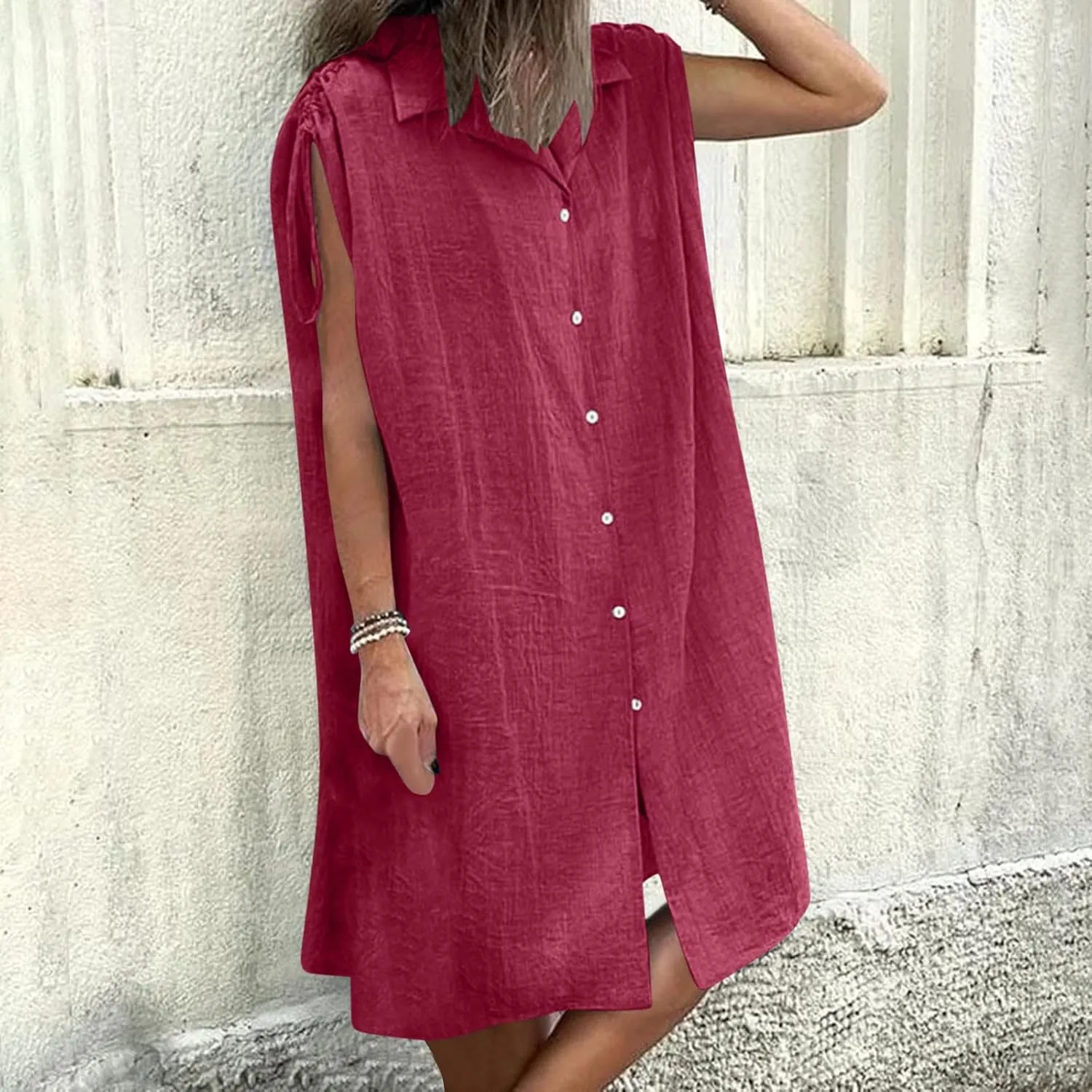 Plus Size Dresses for Curvy Women Button Down Oversized Comfort Lapel Collar Boho Sundress for Vacation